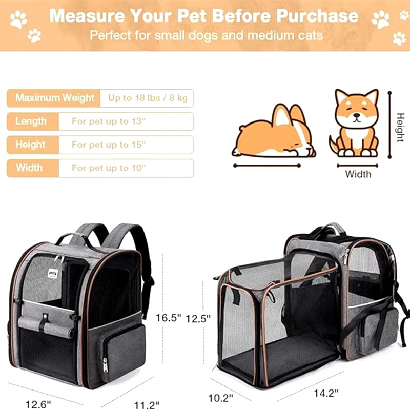 Bellevoir Portable Double Shoulder Pet Backpack β Breathable & Expandable