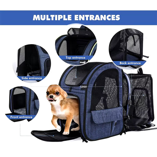 Bellevoir Portable Double Shoulder Pet Backpack – Breathable & Expandable