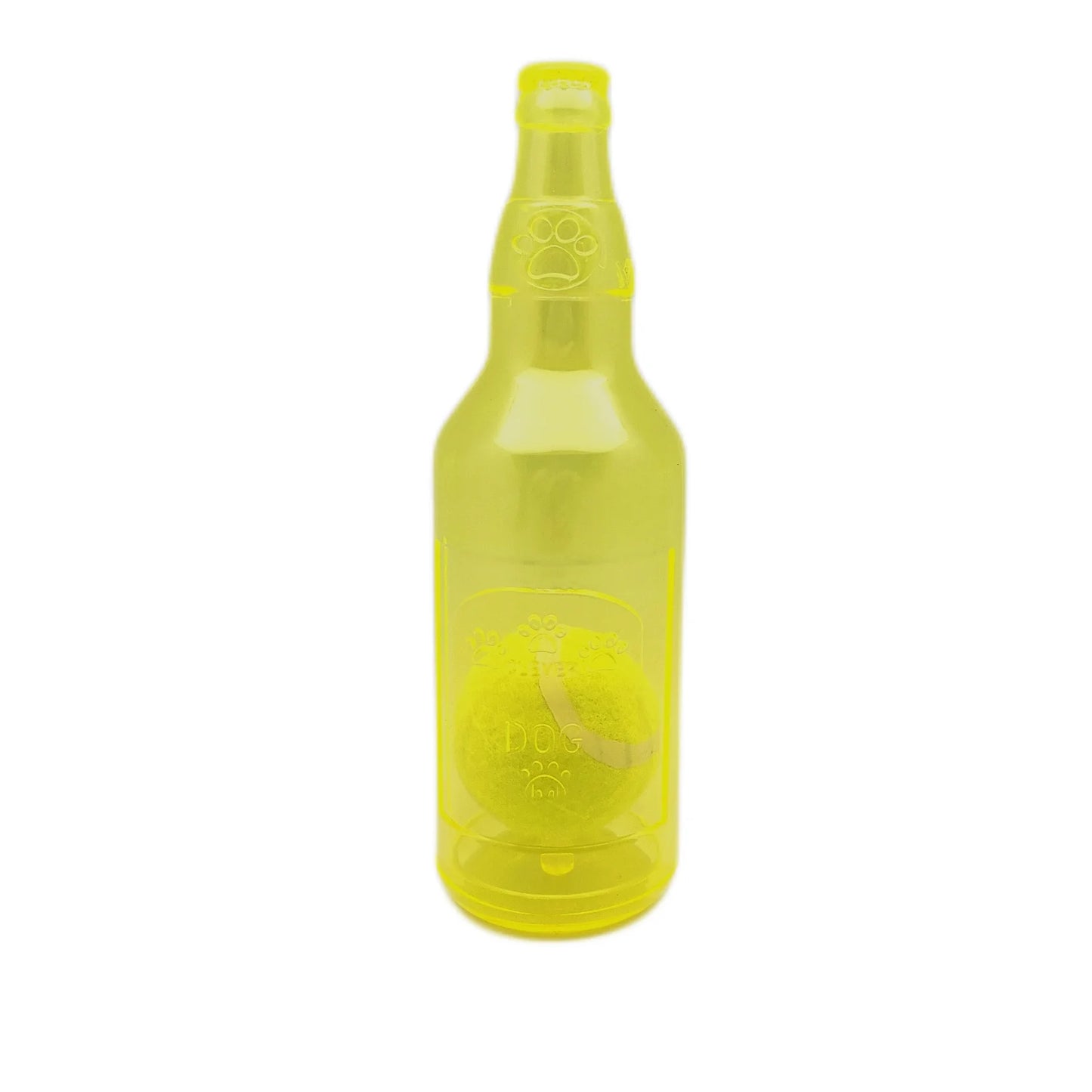 Bellevoir Beer Bottle Dog Toy with Squeaky Tennis Ball
