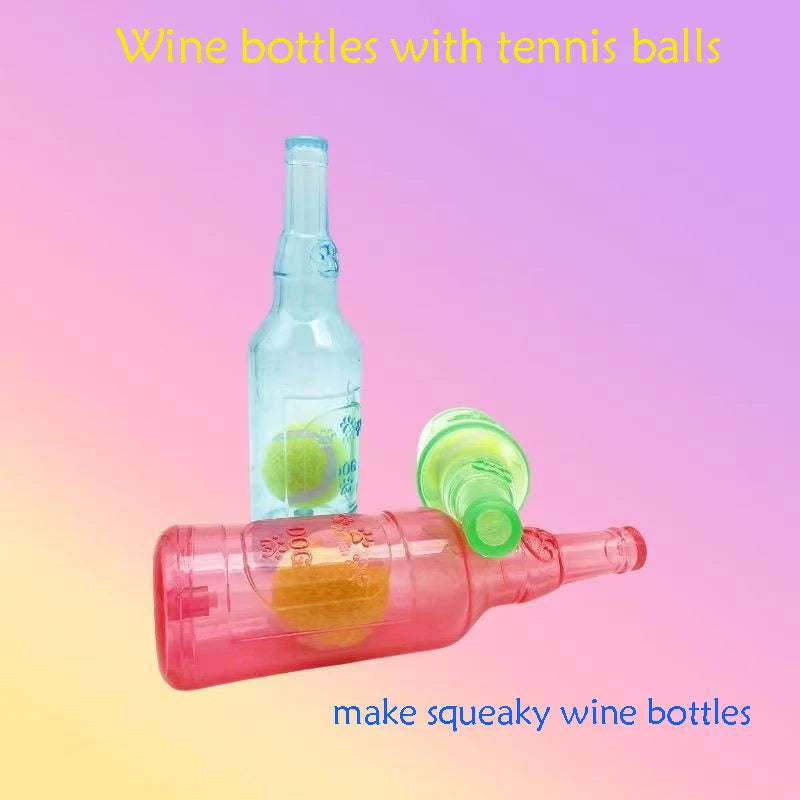 Bellevoir Beer Bottle Dog Toy with Squeaky Tennis Ball