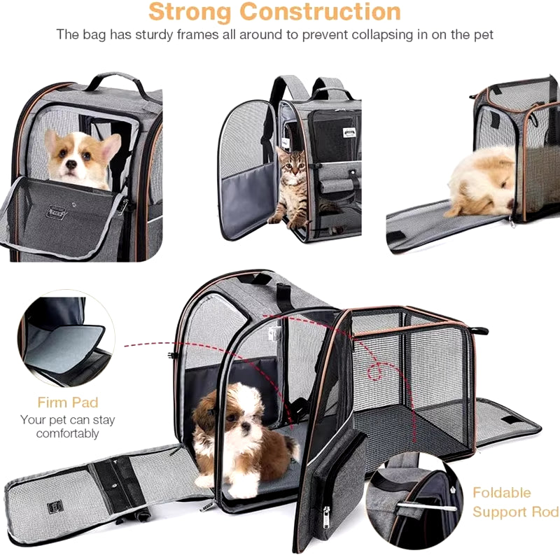 Bellevoir Portable Double Shoulder Pet Backpack β Breathable & Expandable