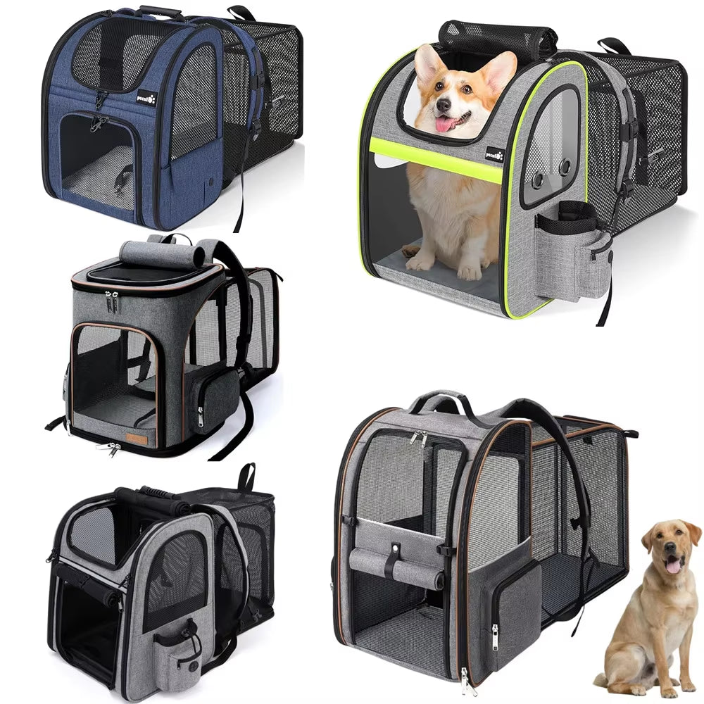 Bellevoir Portable Double Shoulder Pet Backpack β Breathable & Expandable