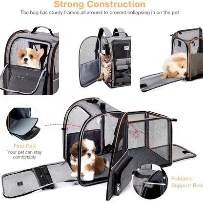 Bellevoir Portable Double Shoulder Pet Backpack – Breathable & Expandable